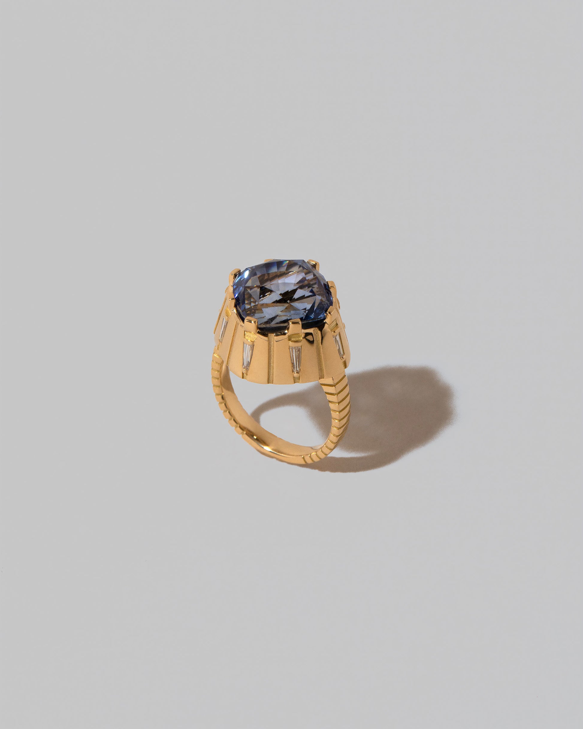 Closeup details of the Alluim Ring on light color background.