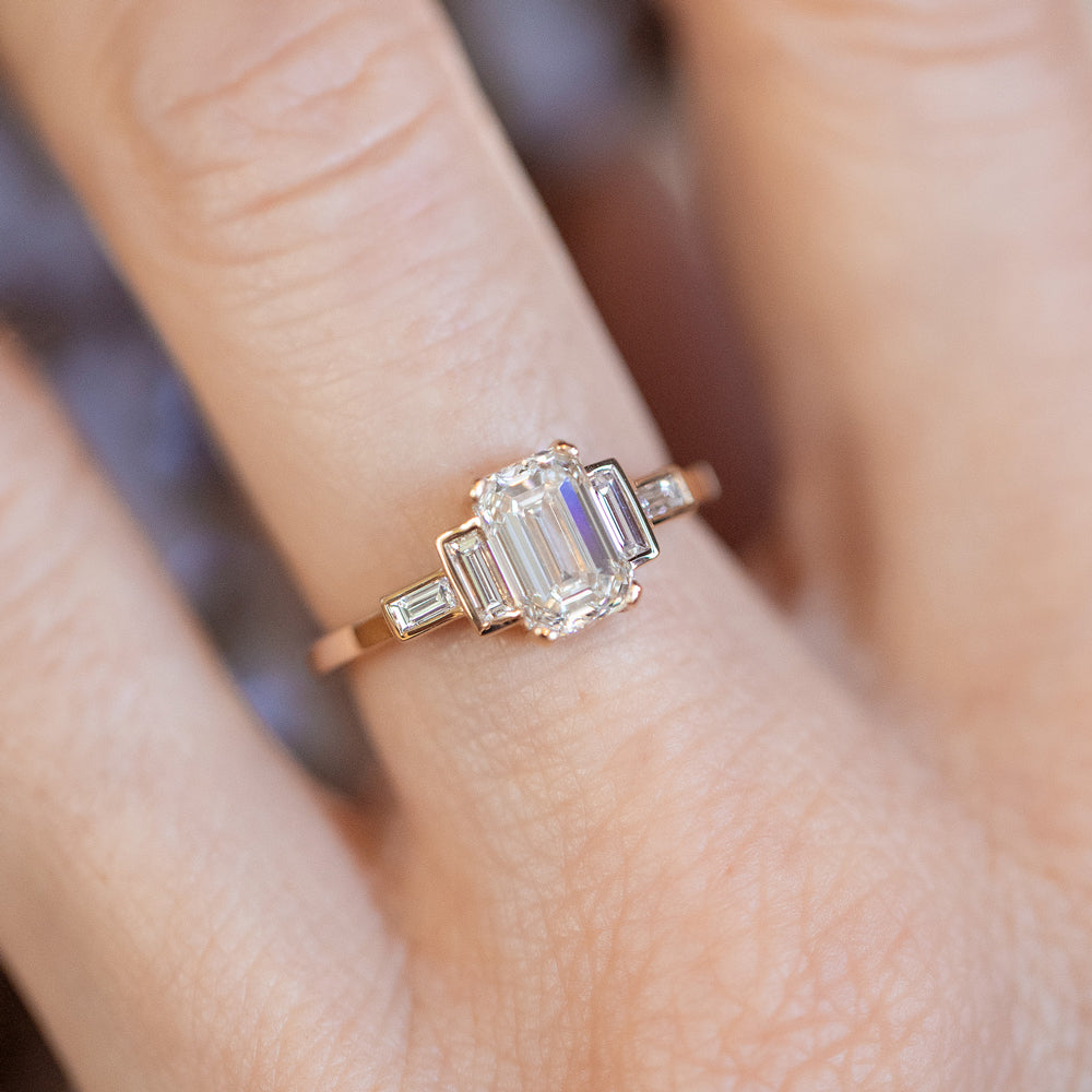 product_details::Diamond Assertion Ring on model.
