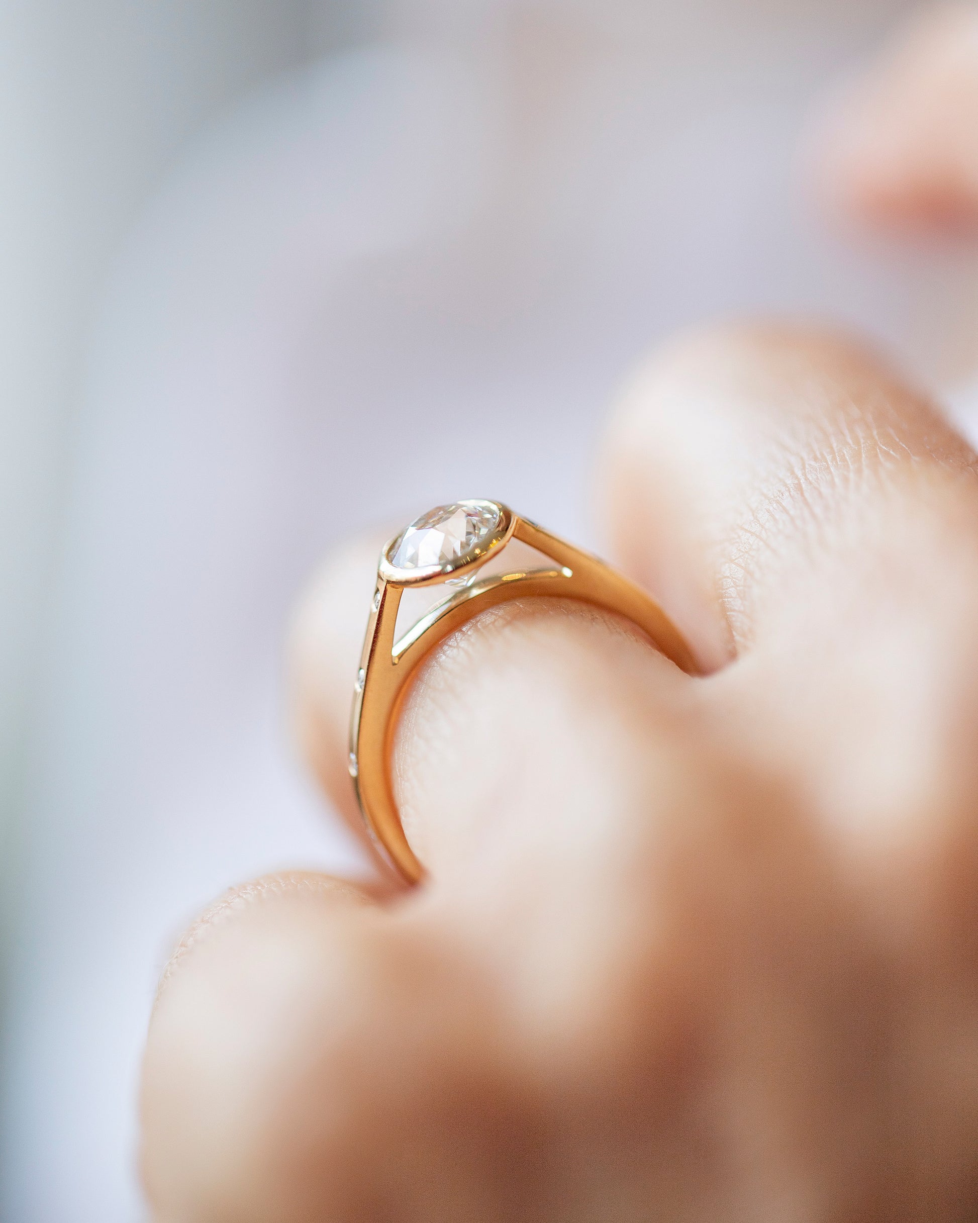 Diamond Calatrava Ring on model.