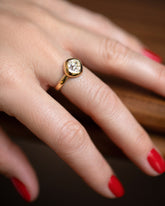 Diamond Poise Ring on model.