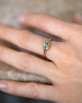 Geyser Bicolor Sapphire Ring 008 on model.