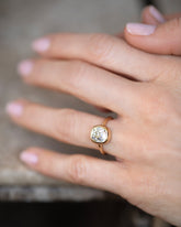 Geyser Diamond Ring 006 on model.