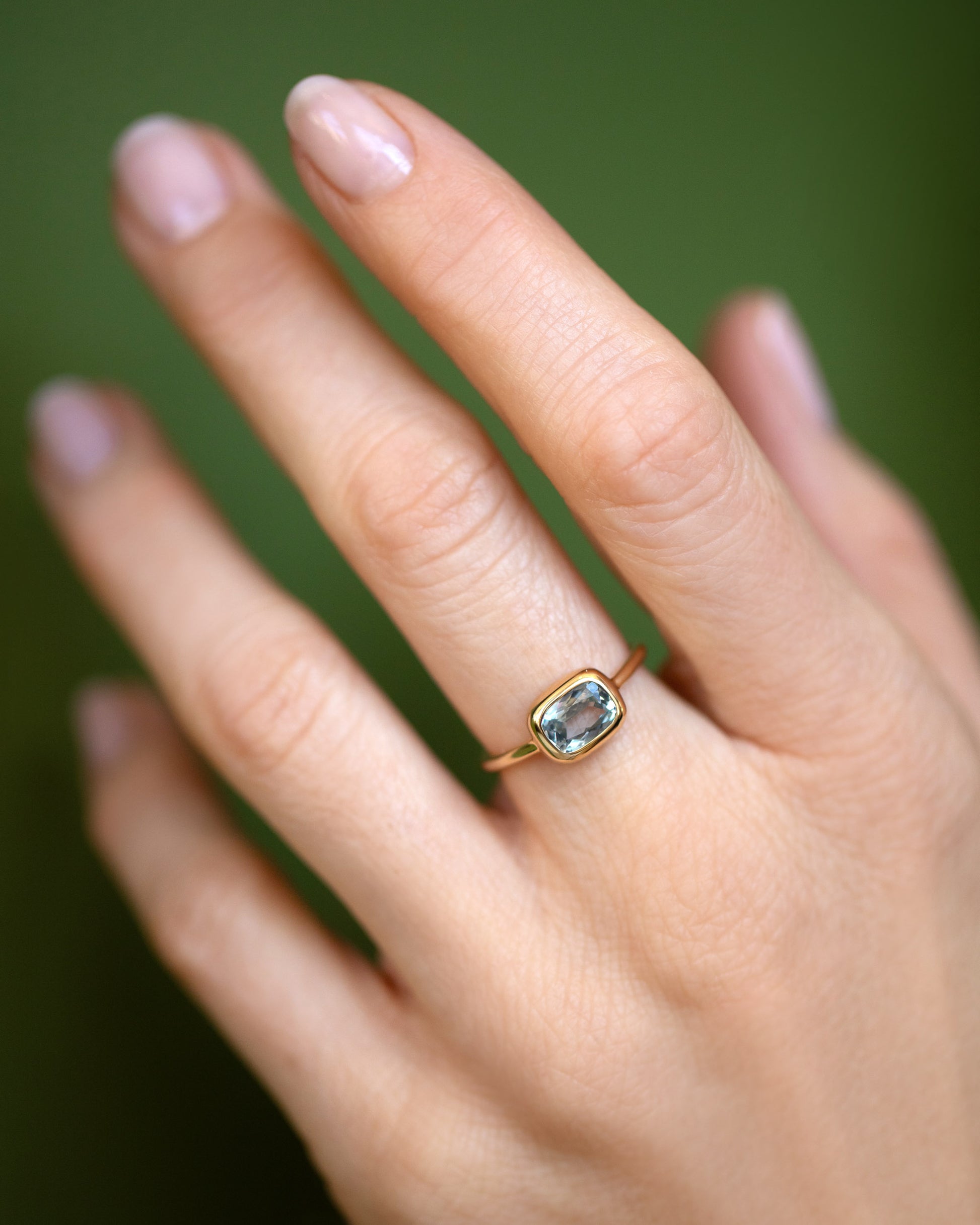 Geyser Light Blue Sapphire Ring 007 on model.