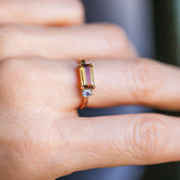 product_details::Golden Aura Ring on model.