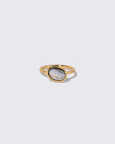Bicolor Sapphire Gusher Ring on light color background.