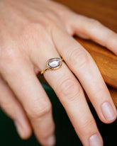 Bicolor Sapphire Gusher Ring on model.