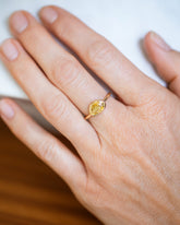 Yellow Sapphire Gusher Ring on model.