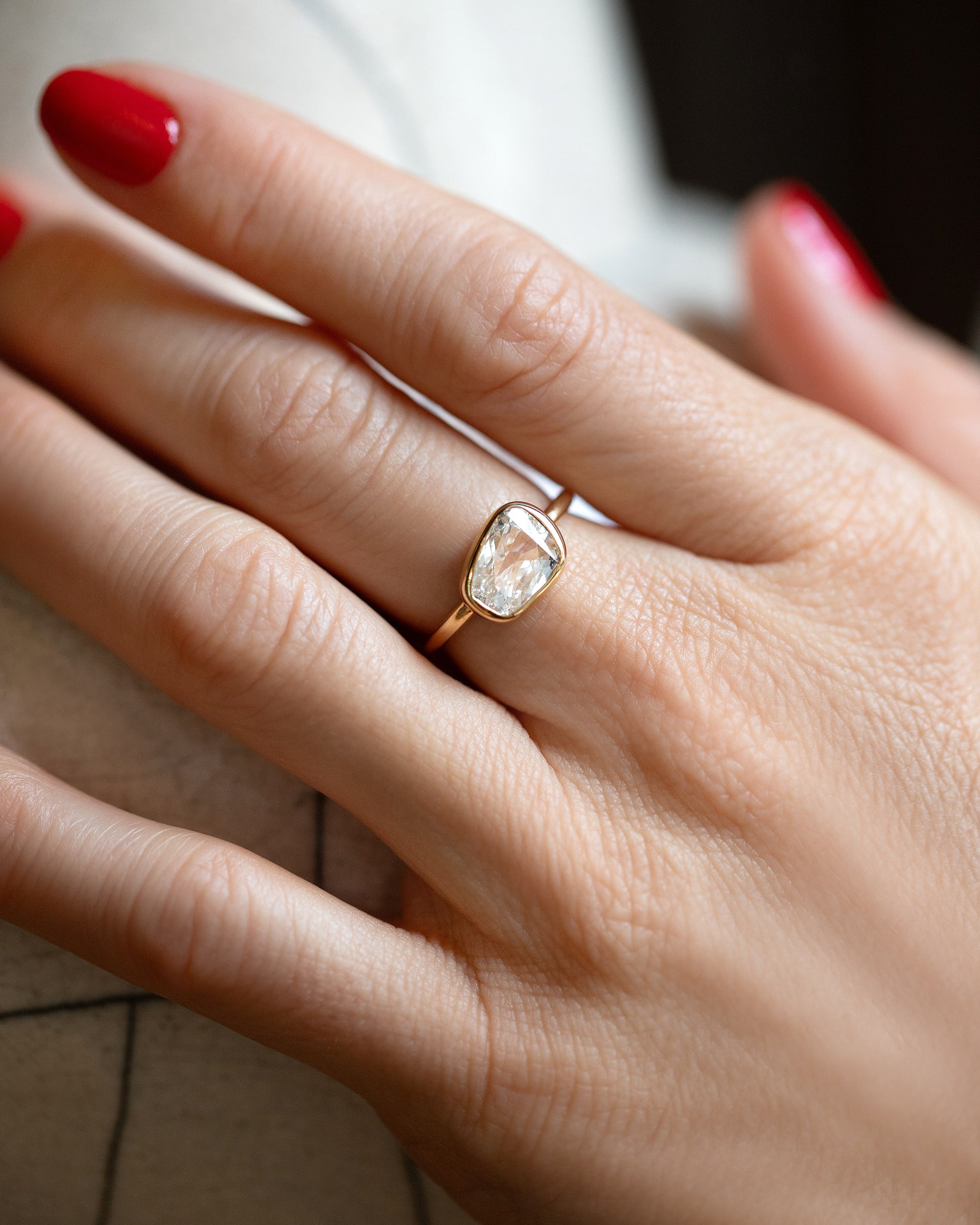 Gusher Diamond Ring 016 on model.