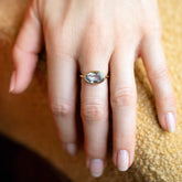 product_details::Gusher Blue Sapphire Ring 039 on model.