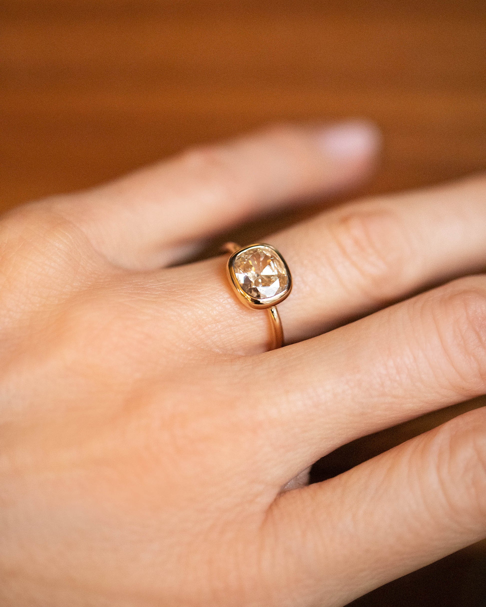 Gusher Diamond Ring 044 on model.