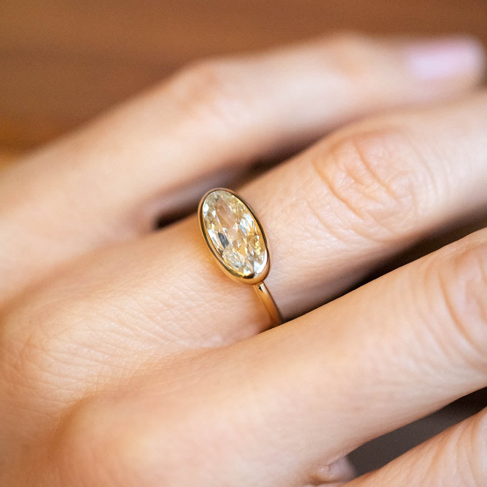 product_details::Gusher Diamond Ring 045 on model.
