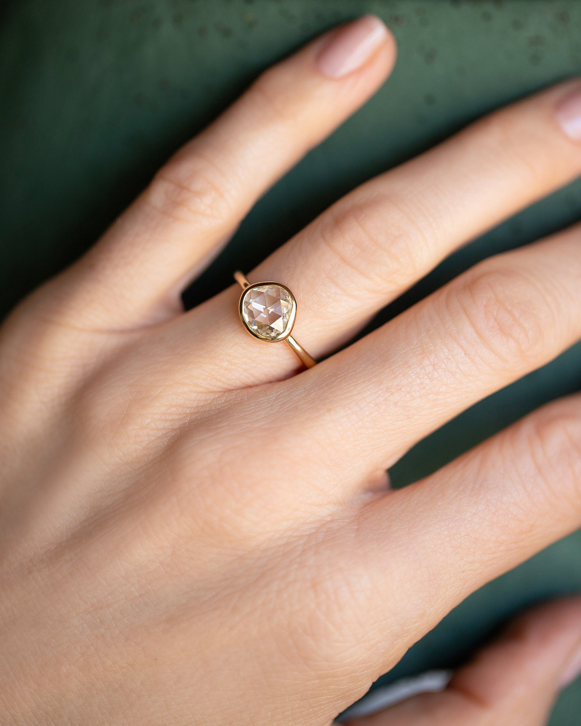 Gusher Diamond Ring 049 on model.