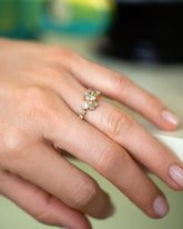 Champagne Diamond Luna Ring on model.