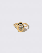Oval Diamond Precise Ring on light color background.