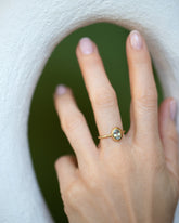 Oval Bicolor Sapphire Precise Ring on model.