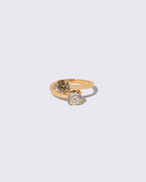 Champagne & White Diamond Union Ring on light color background.