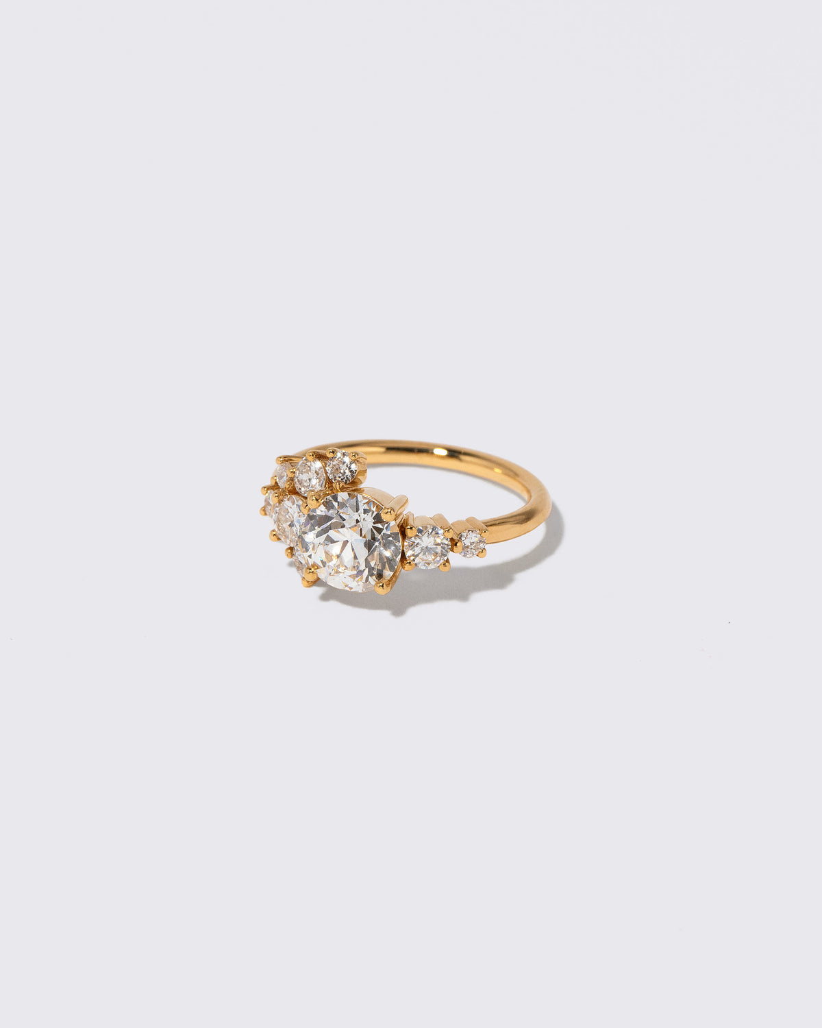 View from the side of the Diamond Vega Ring on light color background.