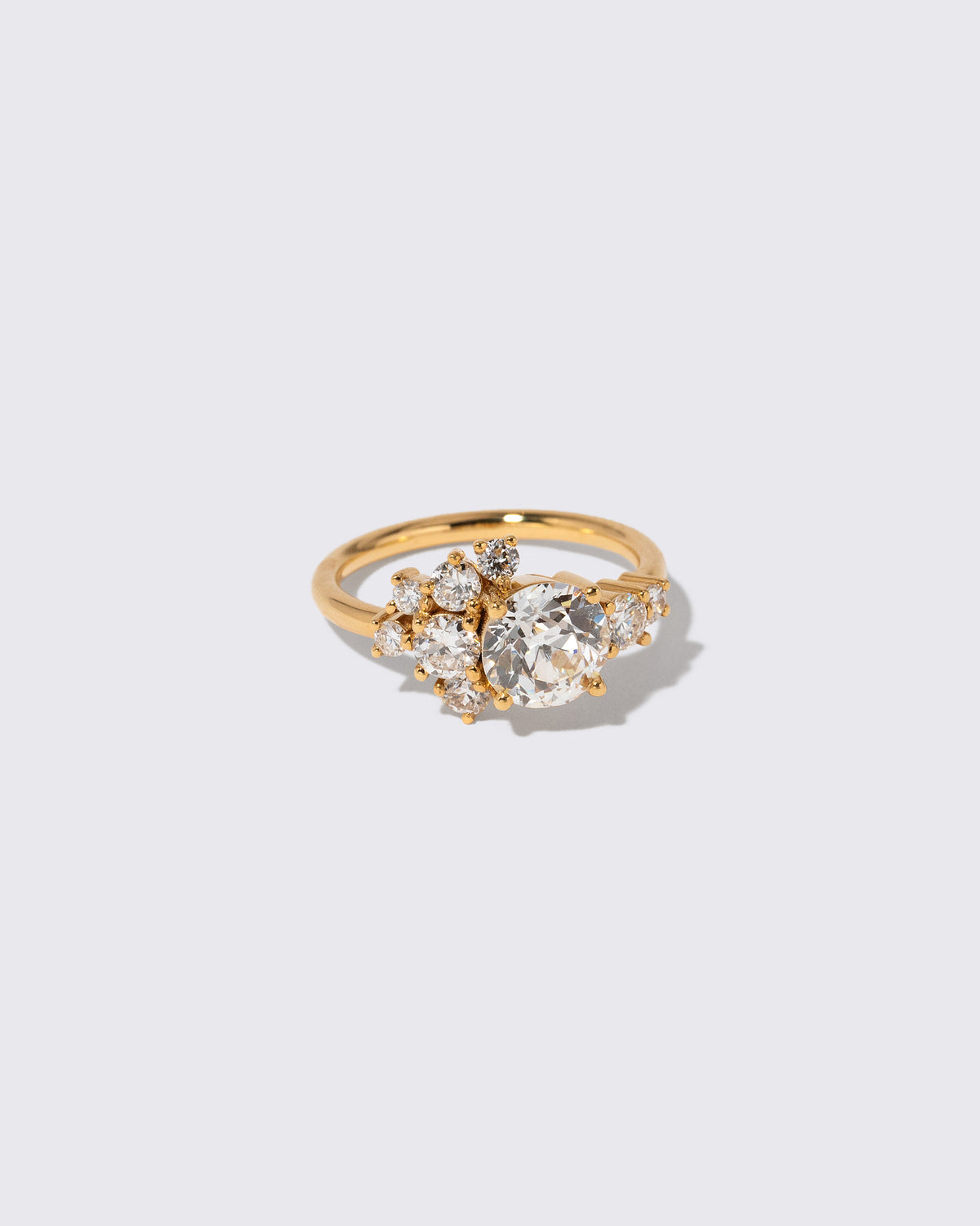 View from the side of the Diamond Vega Ring on light color background.