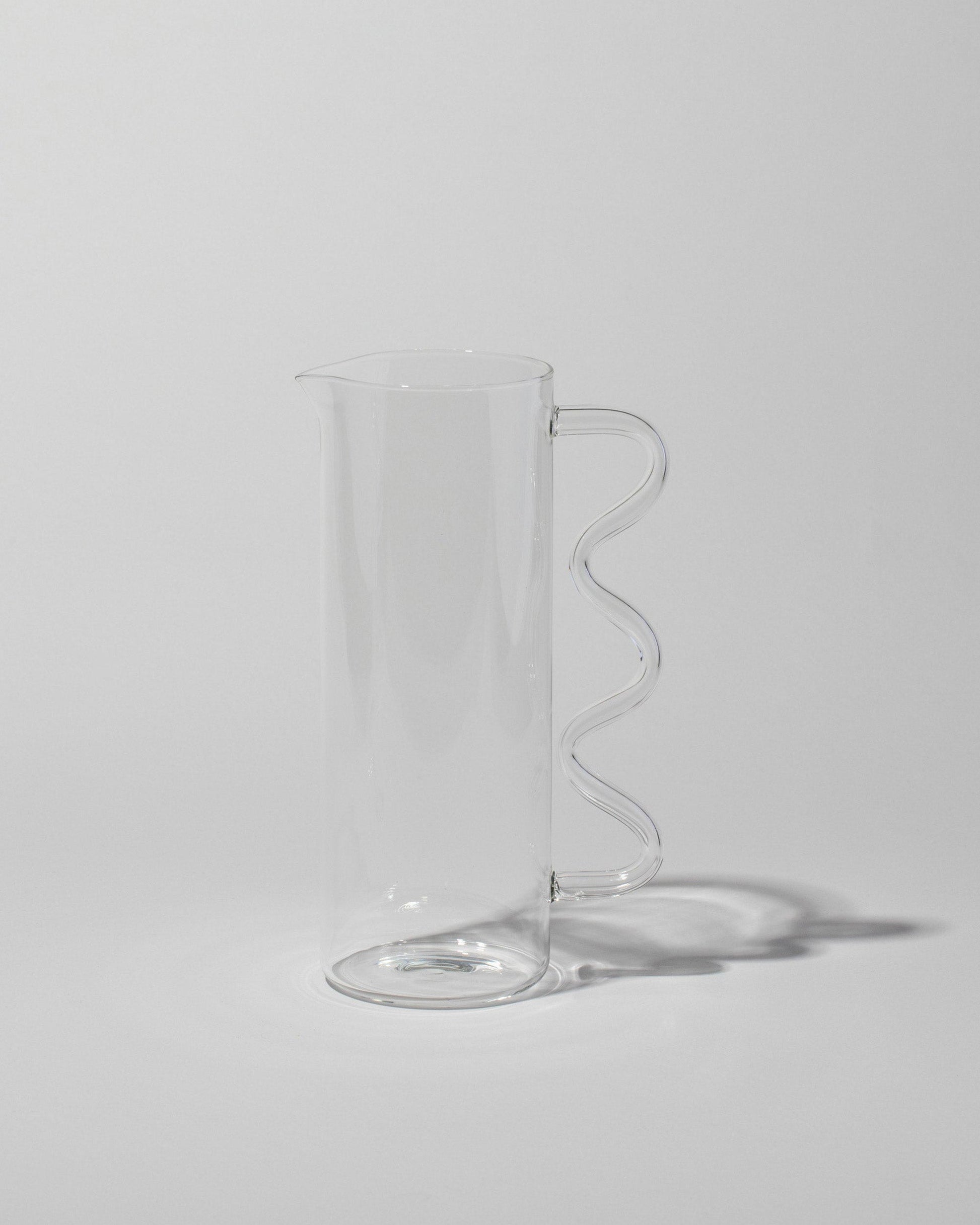 Sophie Lou Jacobsen Clear with Clear Handle Wave Pitcher on light color background.