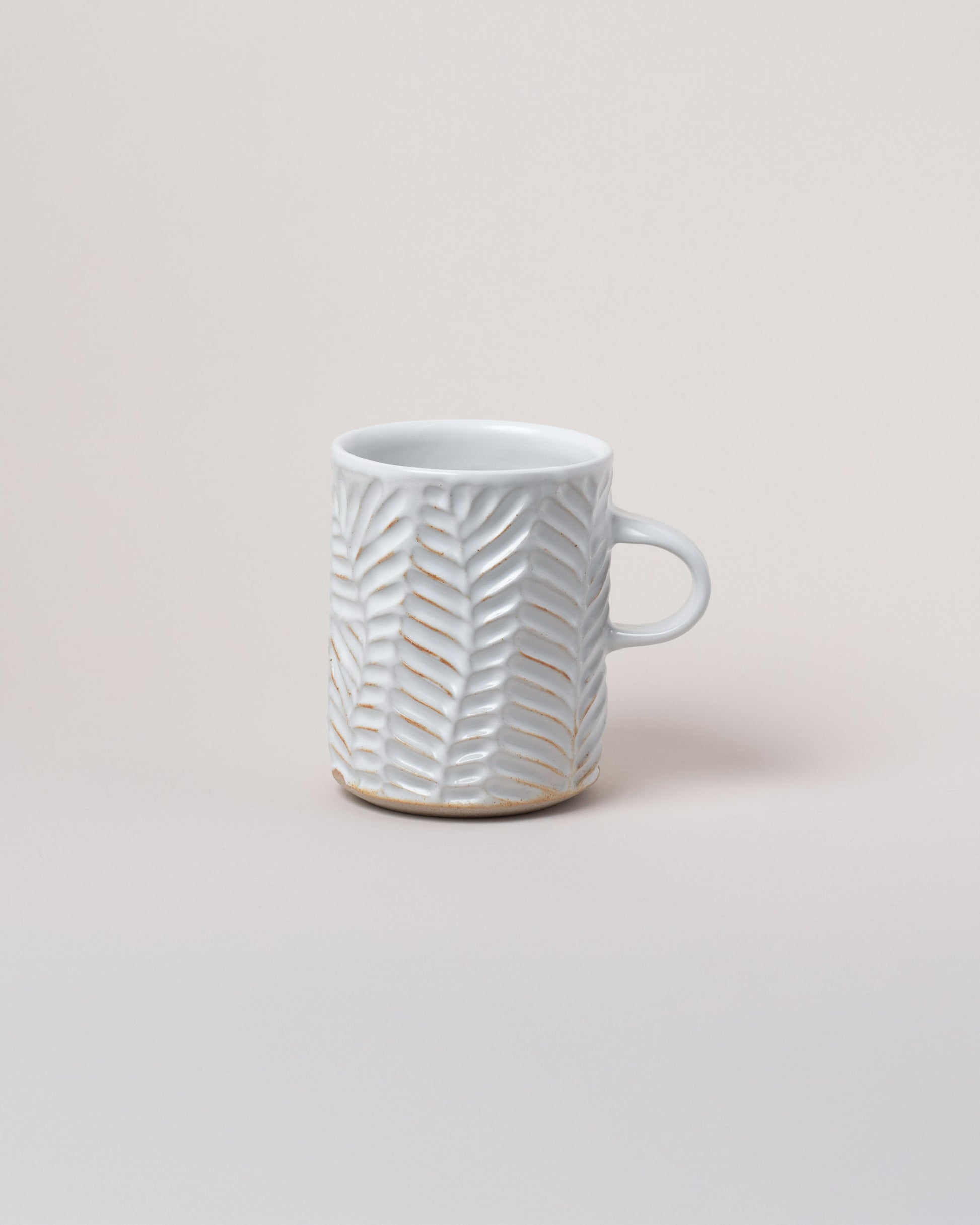 Beth Katz/Mt Washington Pottery Magnetic Lineation Mug on light color background.