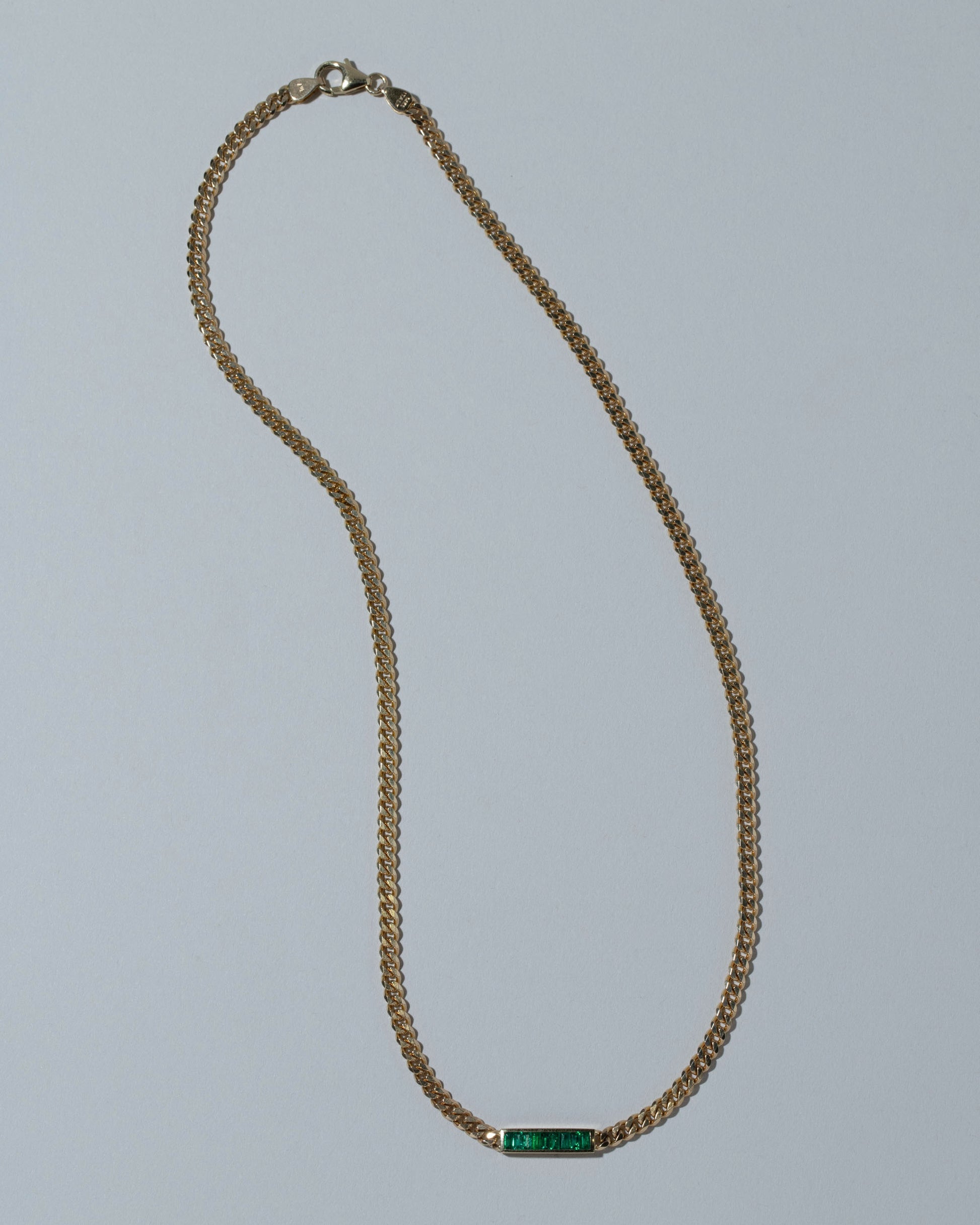 Samples & Imperfects 3.4mm Emerald Identity Chain Necklace on light color background.