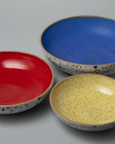 Closeup details of the Recreation Center Exclusive Nesting Bowl Set One on light color background.