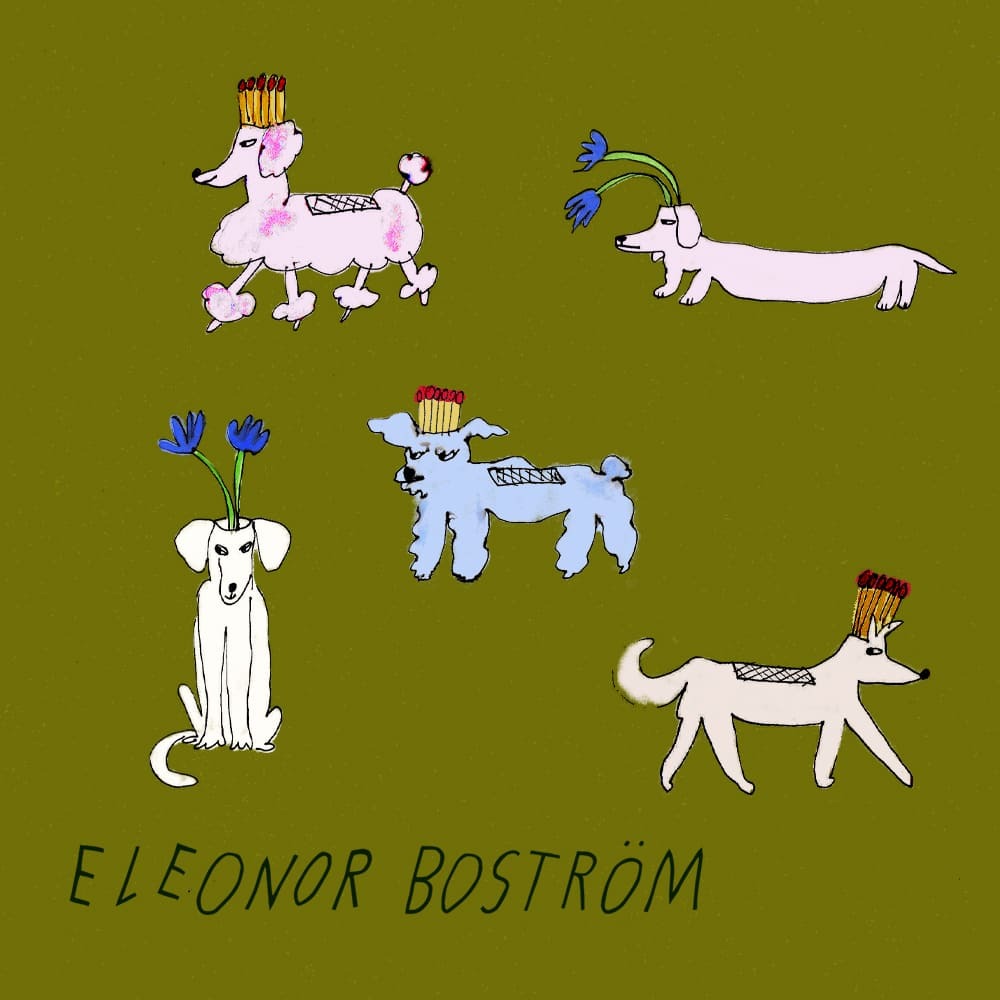 product_details::Eleonor Boström PARK illustration of dogs on green color background.