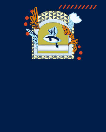 Glue, green and white animated graphic for the Suzanne Sullivan & Maggie Boyd Gallery Showcase, presented by Mociun.