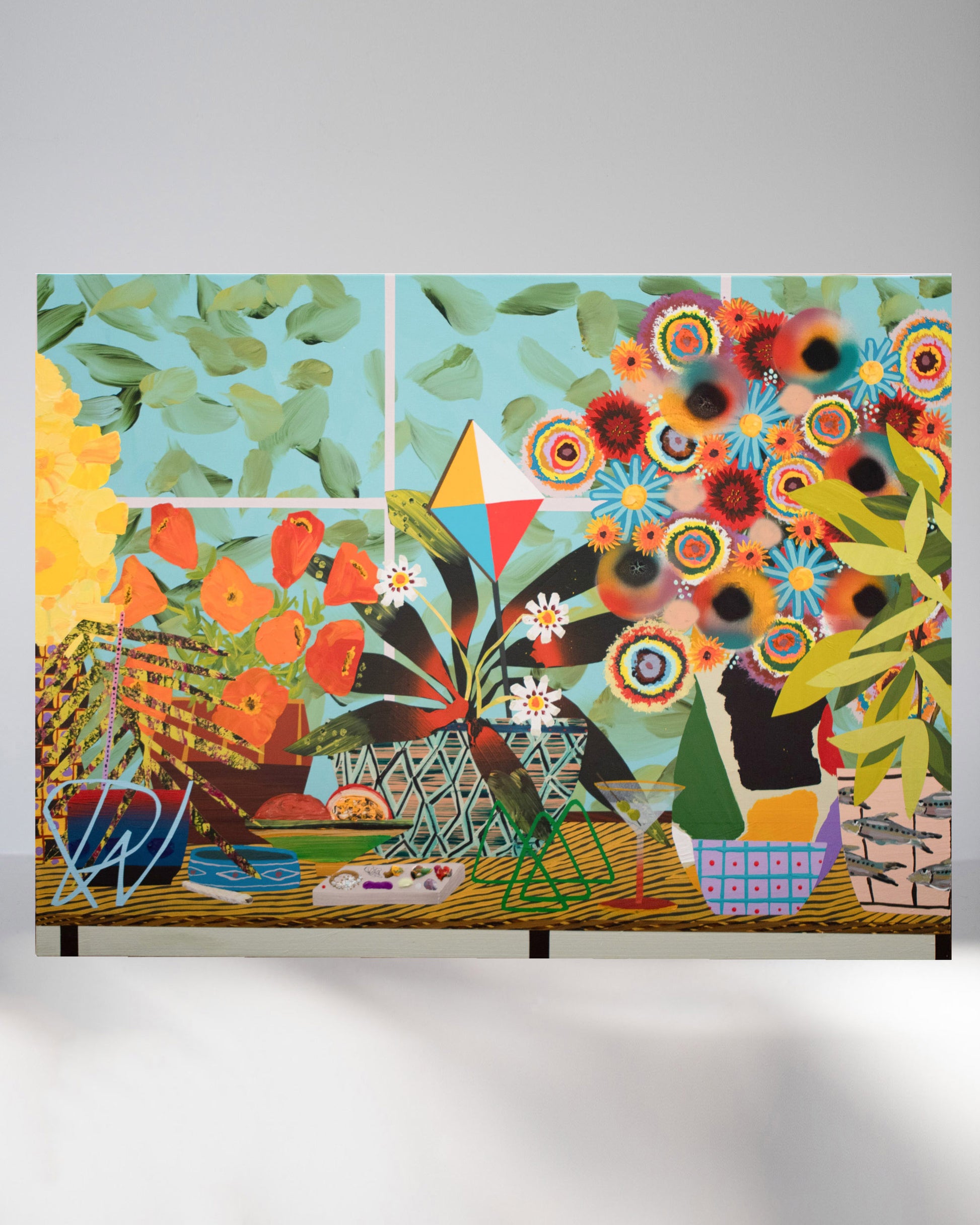 Paul Wackers 'For Your Pleasure Little Pleasures And The Beautiful Sides Of Things' on wall.