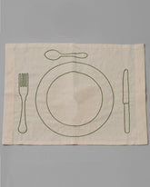 Œuvre Sensibles Green Solo Placemat on light color background.