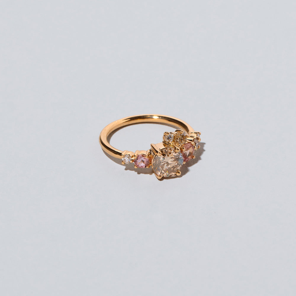 product_details::Luna Ring - Champagne Diamond on light color background.