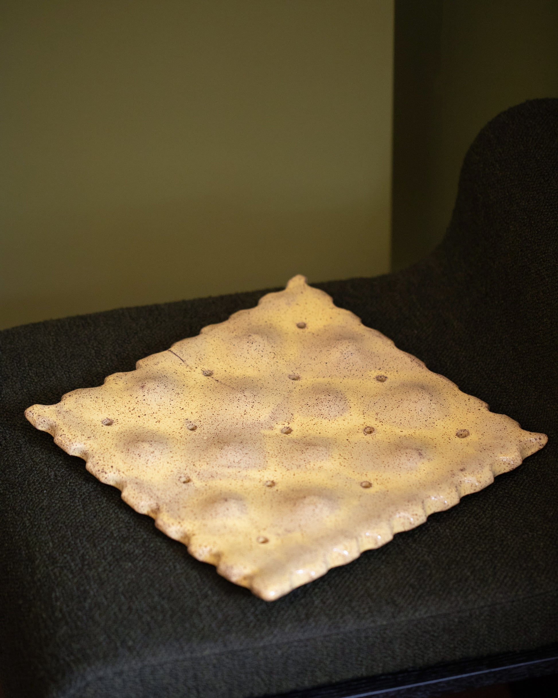 Recreation Center For Your Pleasure Big Saltine Fruit Tray on light color background.