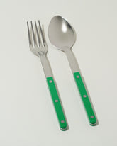 Sabre Paris Garden Green Serving Set on light color background.