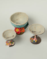 Closeup details of the Shino Takeda One, Two and Six For Your Pleasure Summer Vices on light color background.