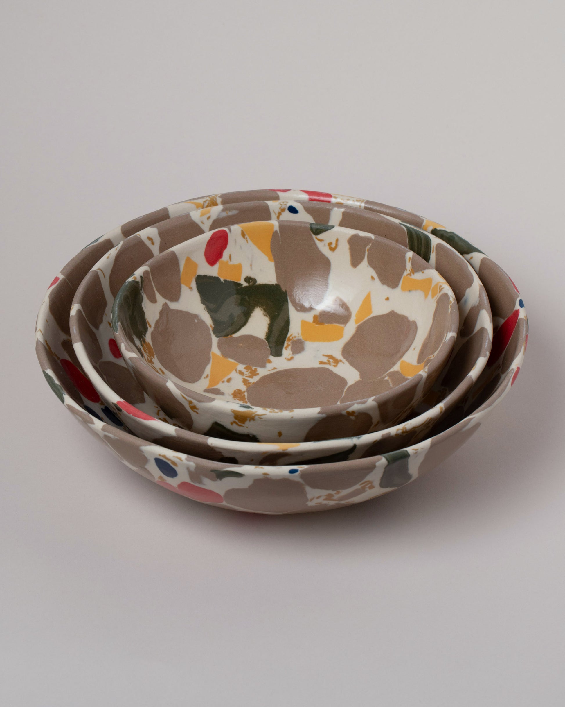 Slush Club Nerikomi Bowls No. 102 on light color background.