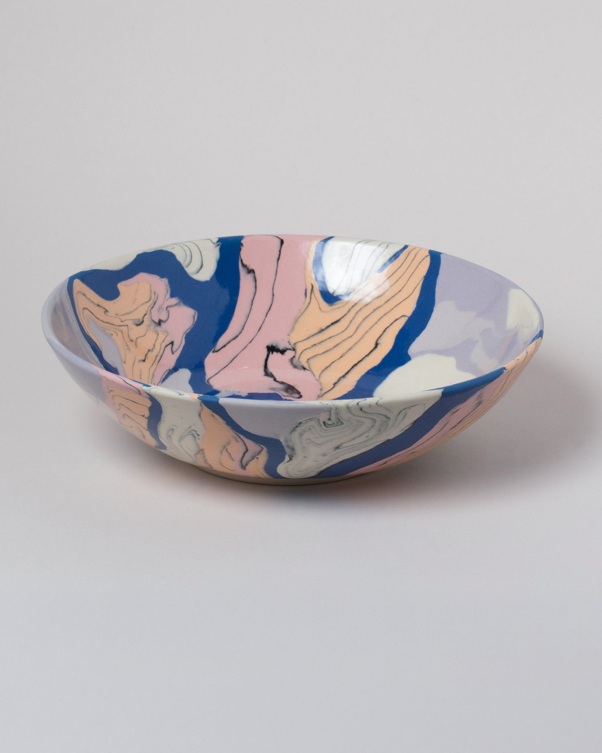 Slush Club Large Nerikomi Bowl No. 103 on light color background.