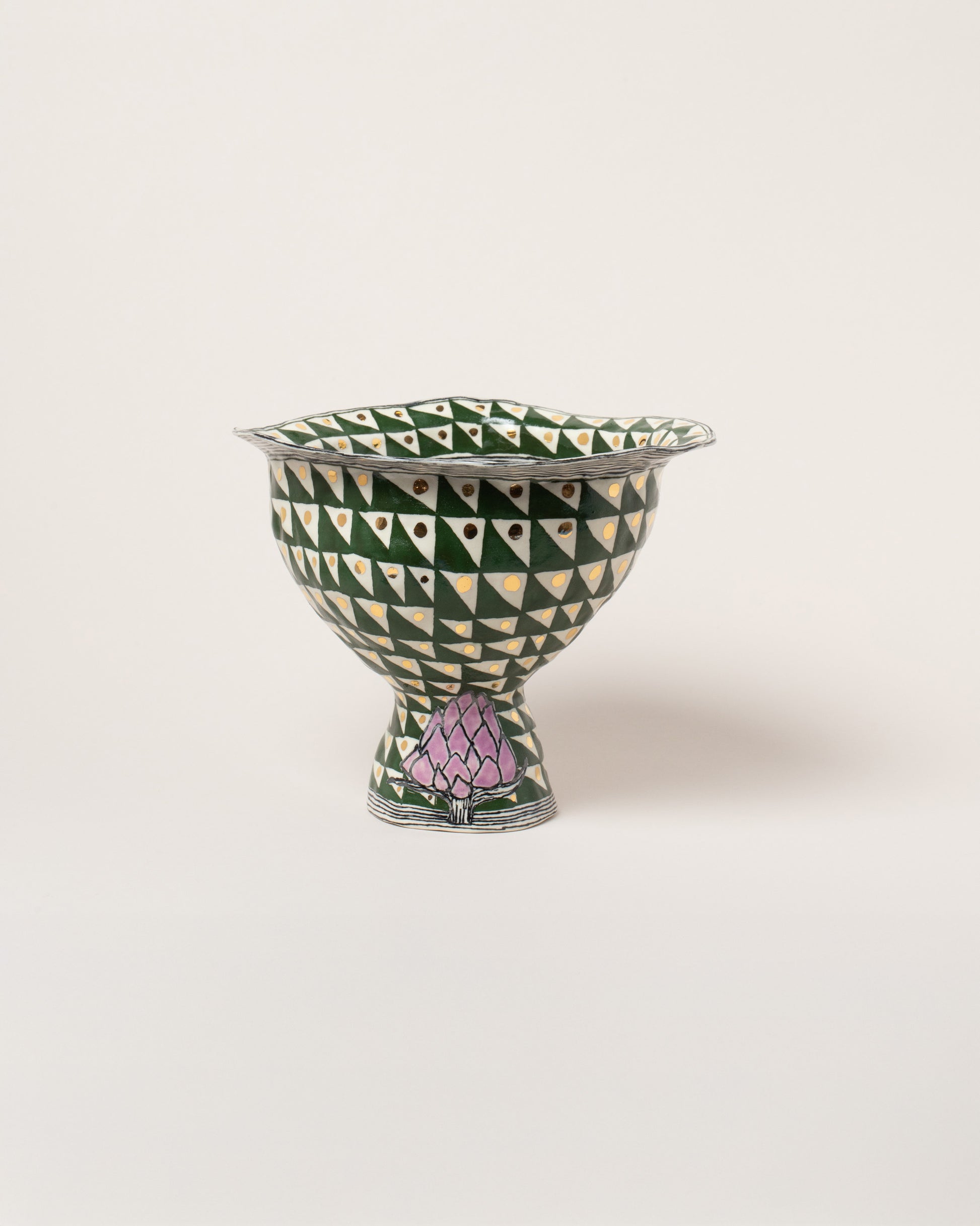 Suzanne Sullivan Done Before Tomorrow's Sunset Footed Bowl on light color background.