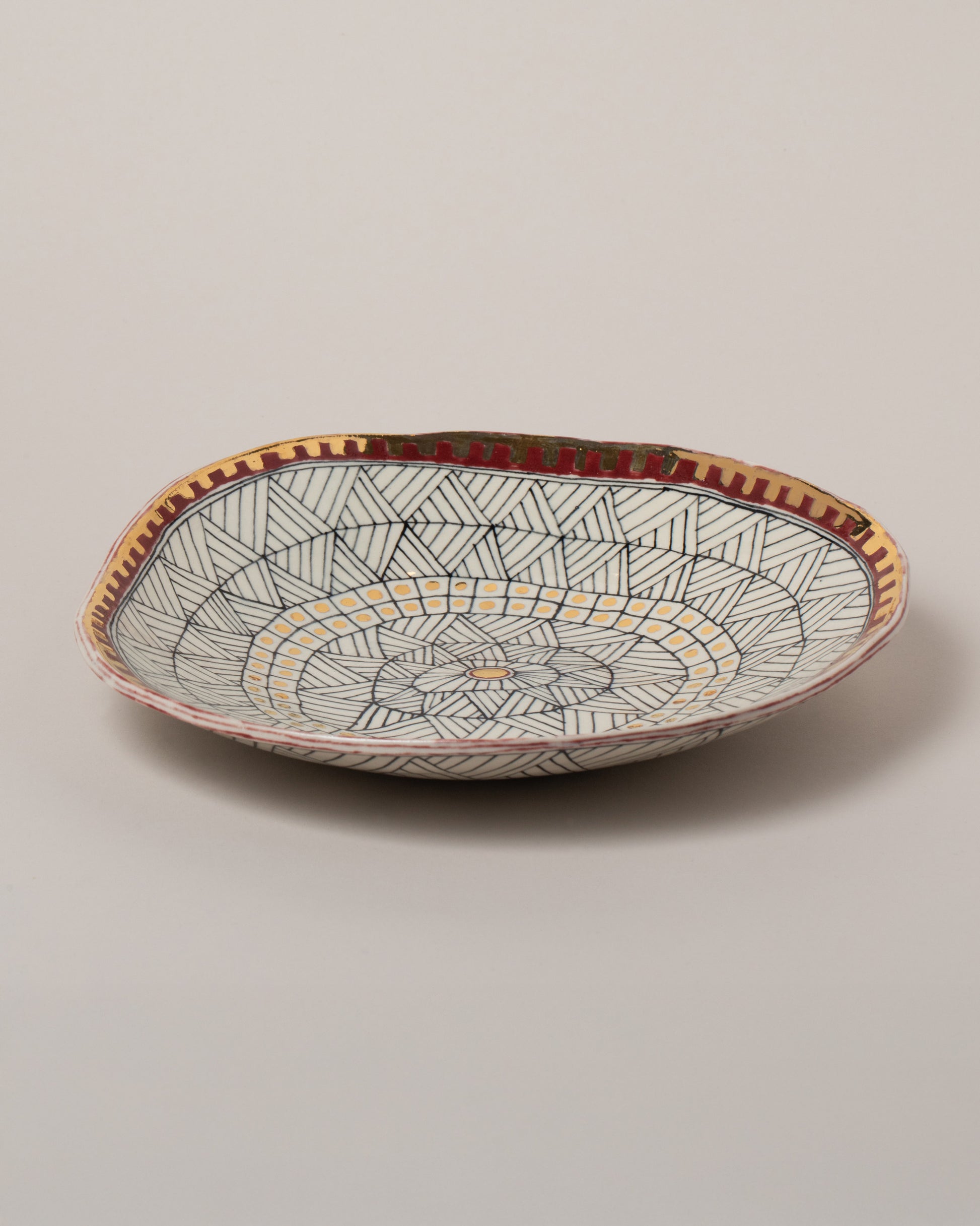 Suzanne Sullivan Six Saintly & Virtuous Pasta Bowl on light color background.