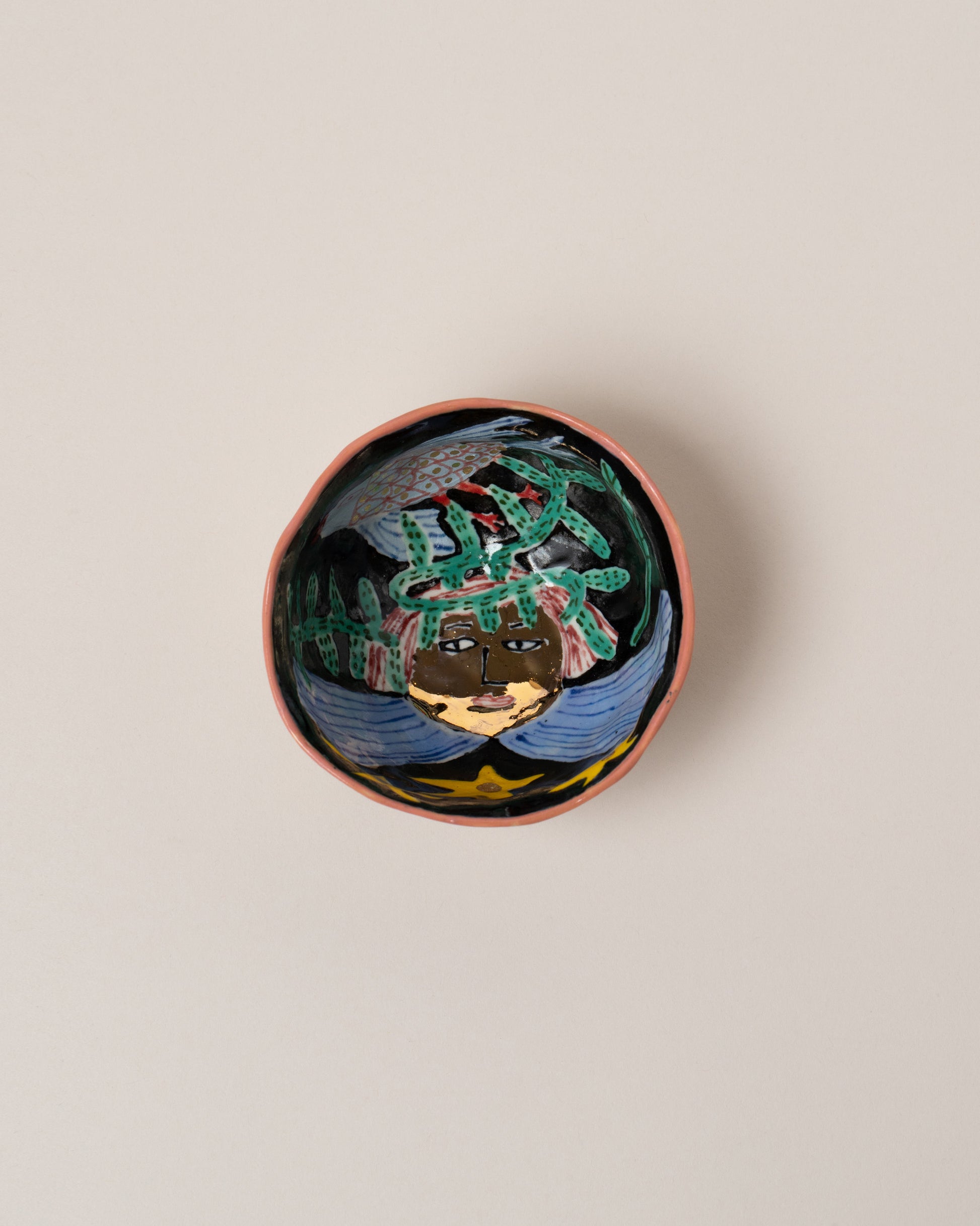 Suzanne Sullivan Virgo Zodiac Sign Small Bowl on light color background.