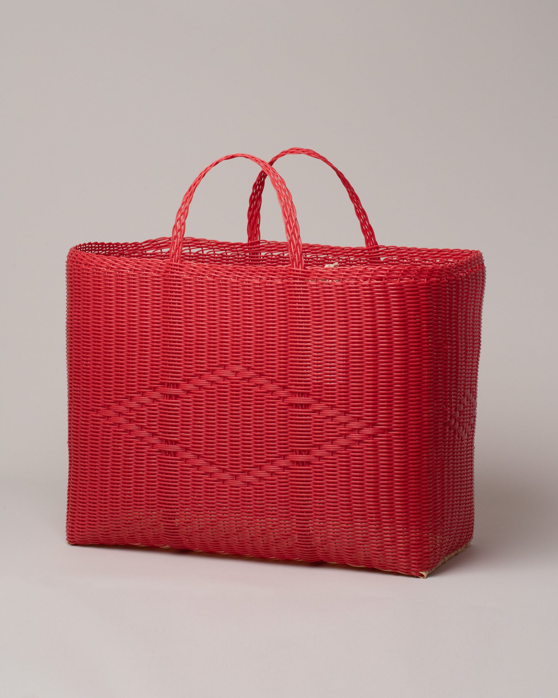 Palorosa Strawberry Extra Large Handwoven Tote Basket Bag on light color background.