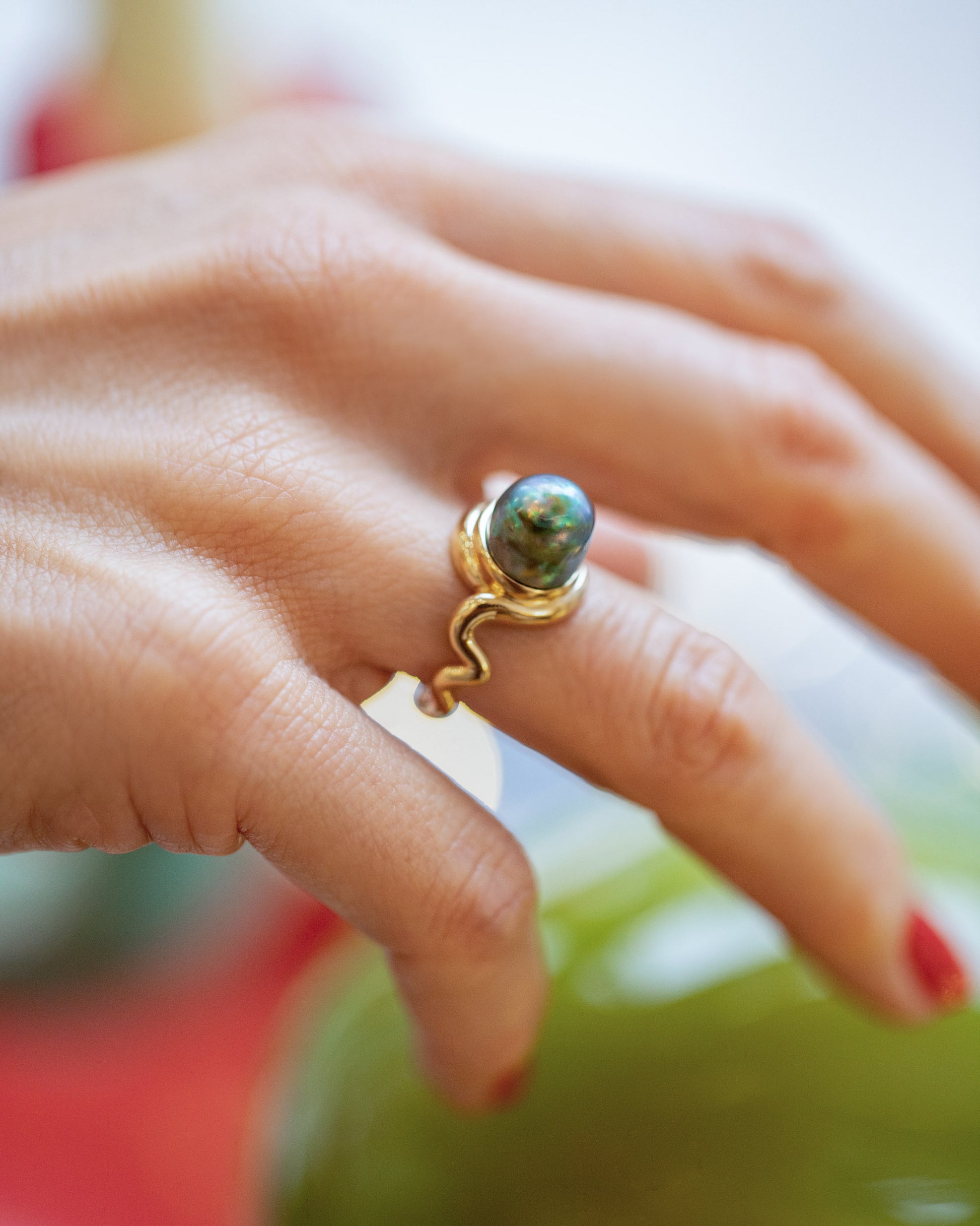 Moon Ring on model.