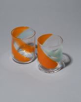 Group photo of Bow Glassworks Tropicala Splash Cups on light color background.