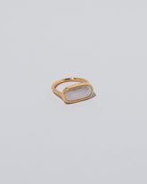 18k Gold Anhinga Pearl Ring on light color background.