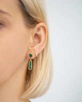 Eternal Life Earrings on model.