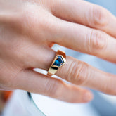 product_details::Gracious Ring on model.