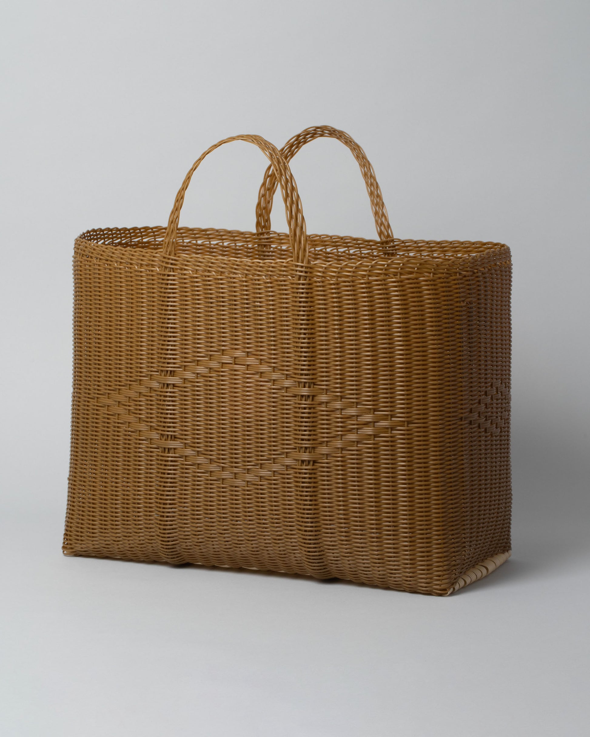 Palorosa Tobacco Diamond Tote Basket Bag on light color background.