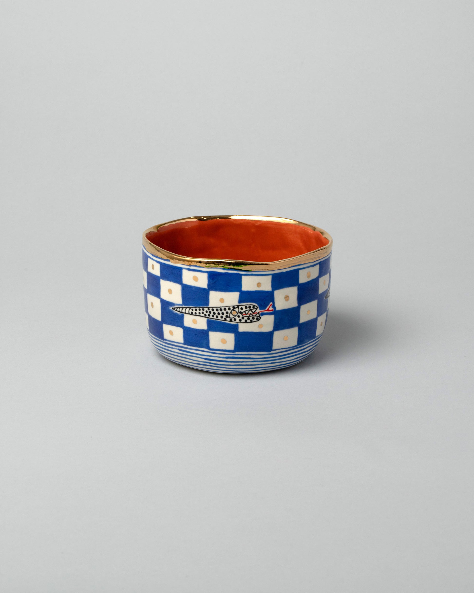 Suzanne Sullivan One Straight Sided Bowl on light color background.