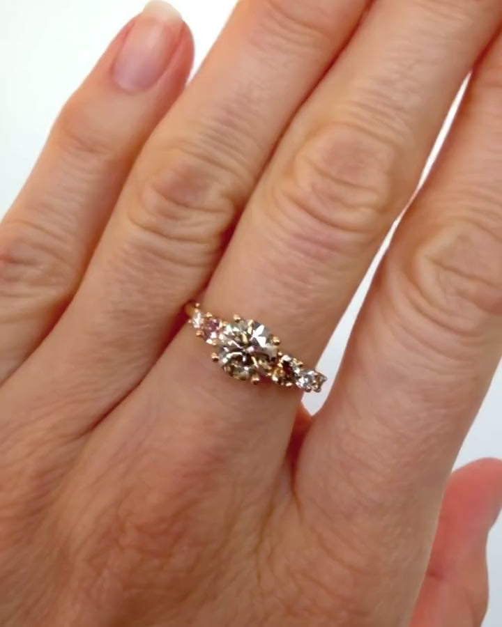Champagne Diamond Capella Ring on model.