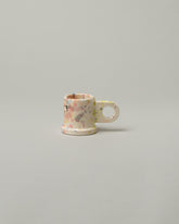 Echo Park Pottery by Peter Shire White Splatter Espresso Cup on light color background.