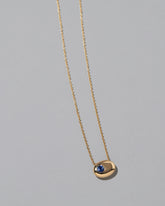 Yellow Gold Bicolor Blue Sapphire Level Necklace on light color background.